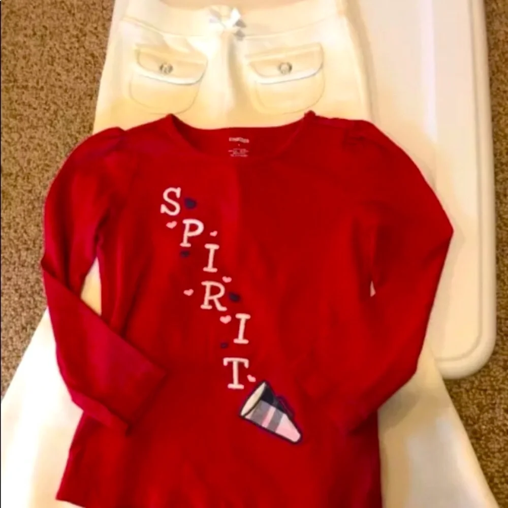 New Gymboree white pants red top set girl 4 cheerleader style cute outfit UNWORN
